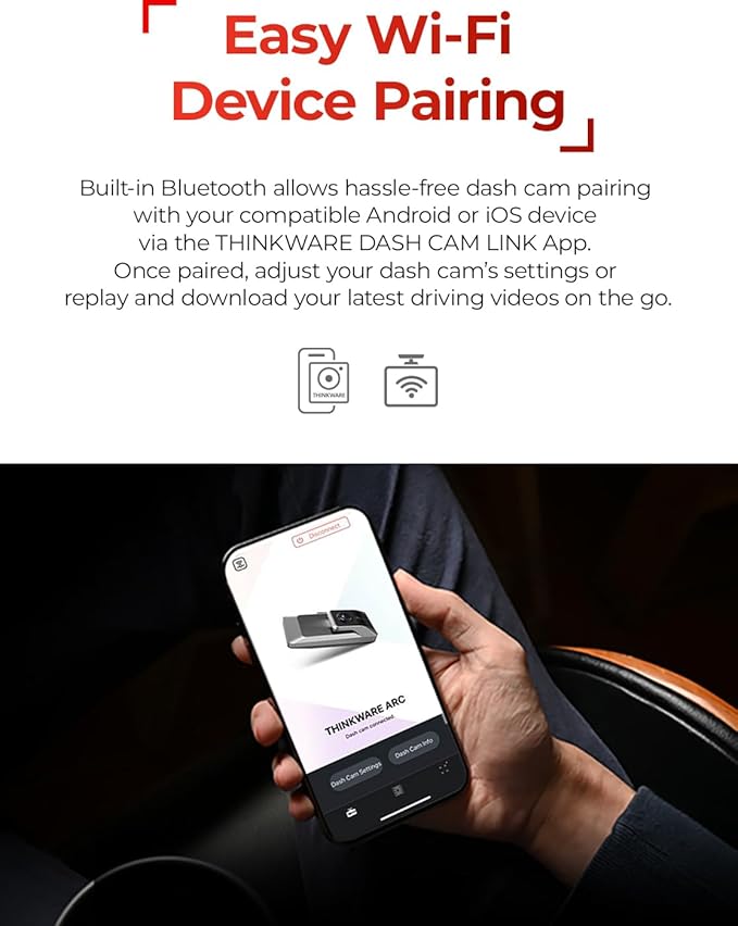 THINKWARE ARC Dash Cam with Smart Driving Alert System, 3X Energy Saving, 1440P+1440P Front and Rear, Wi-Fi, Super Night Vision, 24/7 Parking Mode (Free 32GB Card, Hardwiring, 12V Cable, GPS)