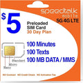 SpeedTalk Mobile $5 Prepaid Wireless Pay Go Plan for Smartphones & Cellphones | 5G 4G LTE | 100 Talk, 100 Text, 100 MB Data |Triple Cut (Mini,Micro,Nano) Sim Card | No Contract | 30-Day Service