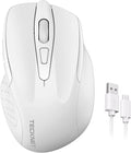 TECKNET Rechargeable Wireless Mouse, 2.4G Silent Mouse, Quiet Click, 6 Adjustable 4800 DPI, Cordless Computer Mouse, Ergonomic Mouse for Laptop, 6 Buttons USB Mouse for Chromebook, Ergo Grip - White