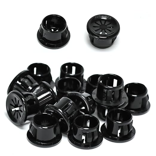 50 Pcs Cable Grommet, Snap Bushing 1/2" (13 mm) Mounting Diameter, Flexible Petal-Shaped Buckle Round Nylon Desk Grommet for Wires Through Countertop Cord Organizer and Protection, Black