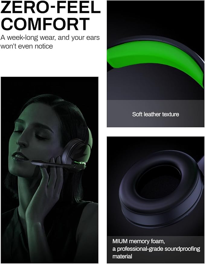 acer Wireless Gaming Headset, PS5 Headset with 2.4GHz for Ps5, Ps4, PC, Switch, Bluetooth 5.3 + 100Hrs Gaming Headphones with Noise Canceling Mic for Laptop, Mobile, Mac, 50mm Drivers (Green)
