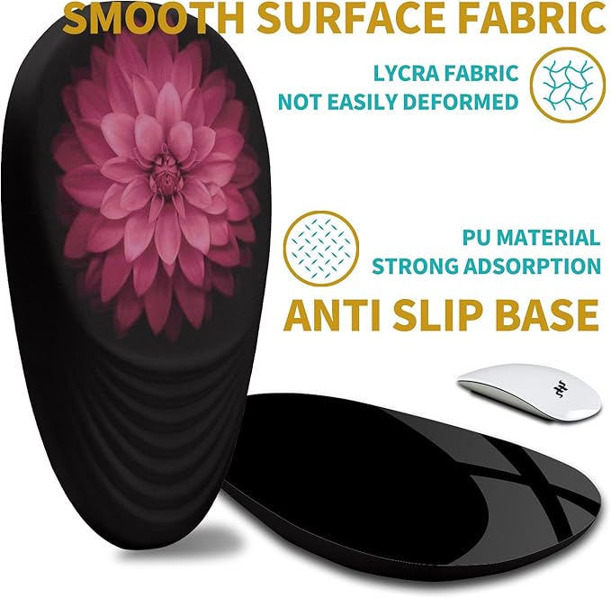 Hokafenle Ergonomic Mouse Pad Wrist Support with Stepped-Wedge Design, Wrist Rest Pain Relief Mousepad Filled with Memory Foam, Carpal Tunnel Mousepad for Wireless Mouse(12x8 inch, Pink Flower)
