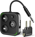 2025 Pro Bluetooth 5.4 Transmitter Receiver, 2-in-1 Wireless Audio Adapter for Airplane/TV/PC/Gym - Dual Link Headphone, Low Latency, Battery Display, Built-in Mic, 30H Playtime, Aviation Metal Frame