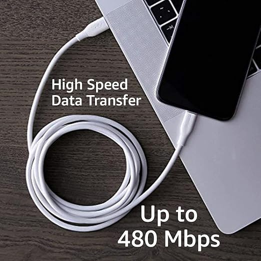 Amazon Basics USB - C to Lightning ABS Charger Cable, MFi Certified Charger for Apple iPhone 14 13 12 11 X Xs Pro, Pro Max, Plus, iPad, 6 foot, White