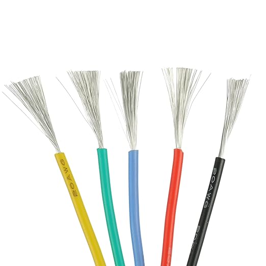 BOJACK 20 AWG Flexible Silicone Wire Electric Wire Hook up Wire Kit 300V Cables with Plus 20 φ3mm Heat Shrink Tubings and a Mini Wire Stripper(5 Colors 19.69Ft Each Color, 20AWG)
