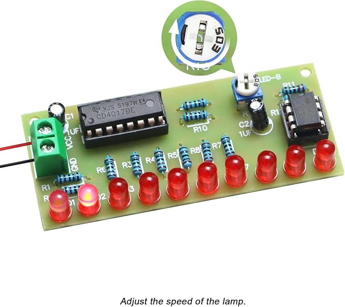 Soldering Practice Kit DIY Plug - in Flowing Water Light Soldering Kit - with CD4017 and NJ5655 - Ideal for Beginners & STEM Education