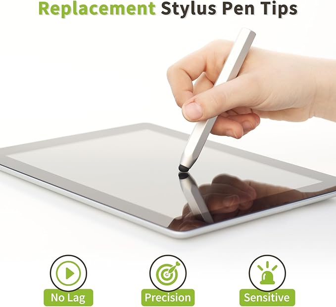 MECCANIXITY 60Pcs Replacement Stylus Pen Tips 7mm Conductive Capacitive Touch Screen Pens Tips Silicone Rubber, Black