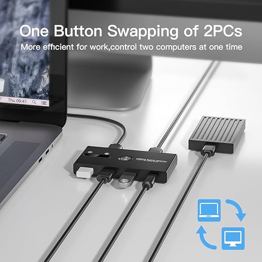 USB C Switch&USB A Switch 2 in 1,USB switcher 2 Computers Sharing USB C & A Devices, 4 Port USB Switcher Sharing Keyboard and Mouse/Printer/Scanner USB 3.0 KVM Switch(Not Support Charging/Monitor)