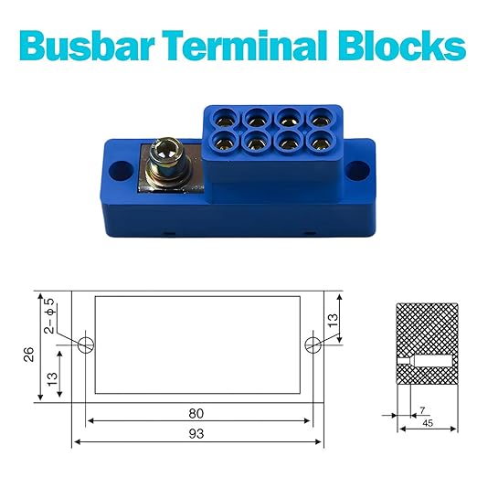 Busbar Terminal Block 1-in-4-Out | 12V-690V 60A High Current Power Distribution | Flame Retardant PC | with Thickened Copper Busbars for Industrial/EV Systems one Piece