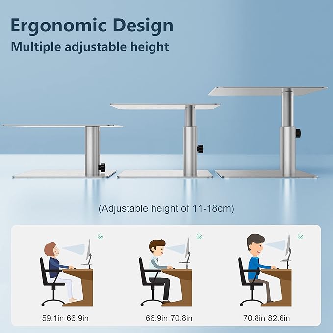 Nillkin Monitor Stand for Desk, Adjustable Height Computer Monitor Stand, Ergonomic Aluminum Computer Stand for Desktop Monitor, iMac,MacBook, Dell, HP, Lenovo and other Screen Display, Silver