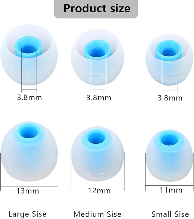 Earbud Replacement Tips Silicone Earbud Tips Earbud Covers Fit for in-Ear Headphones (Inner Hole 3.8mm -5.1mm) Ear Tips Earbud Rubber Tips 9 Pairs S/M/L