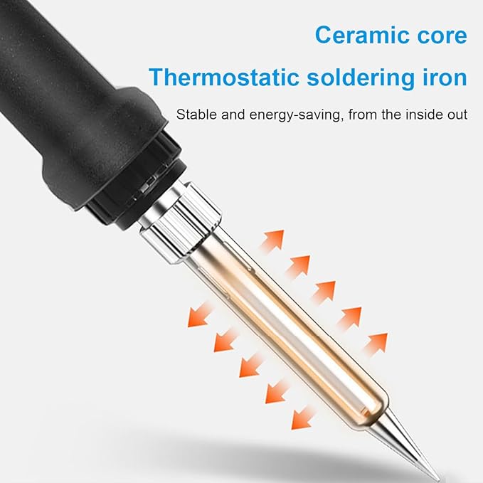 Soldering Iron Kit, 60W Soldering Iron with Interchangeable Iron Tips, Stand, Solder Tube, Welding Wire, 12-in-1 Adjustable Temperature Soldering Gun Welding Iron Kit for any Hobby Enthusiast 110V