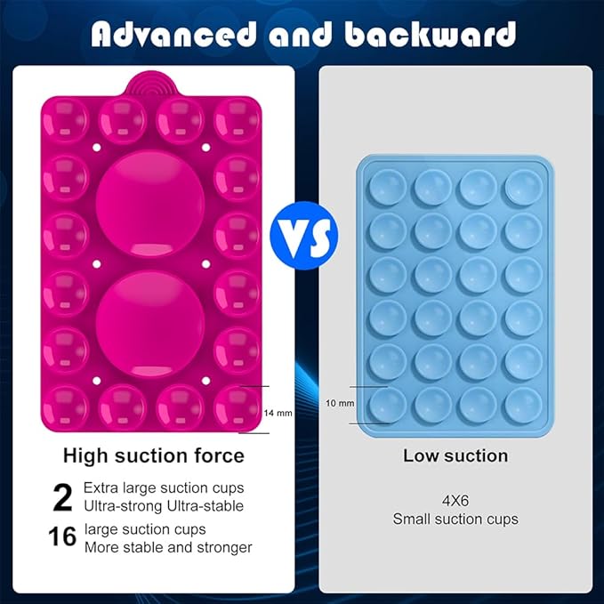Silicone Suction Phone Holder Mount,Silicon Adhesive Phone Accessory for iPhone and Android, Hands-Free Mirror Shower Phone Holder,TikTok Videos and Selfies (Rose Pink 2Pack, Double Sided)