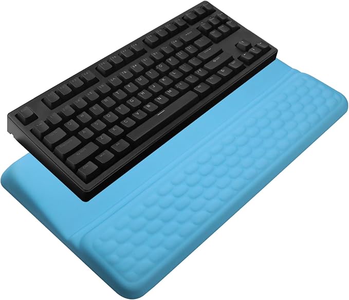 Computer Keyboard Stand with Wrist Rest, Ergonomic Tilted Keyboard Holder - Keyboard Riser with Wrist Pad - Keyboard Tray Support for Office Home - Blue