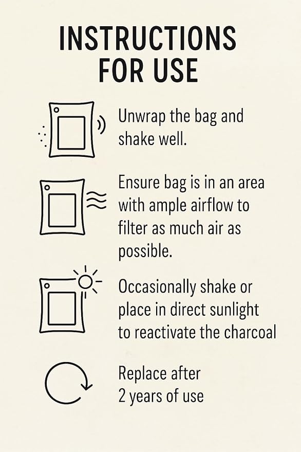 1000g Large Bamboo Charcoal Air Purifier Bag - Car Deodorizer Freshener - Remove Odor and Control Moisture in Your RV, Camper, SUV, Truck, Closet, Mobile Home, Storage - Non fragrant 1kg