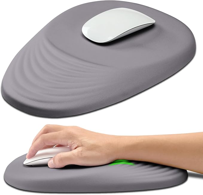 Hokafenle Ergonomic Mouse Pad Wrist Support with Stepped-Wedge Design, Wrist Rest Pain Relief Mousepad Filled with Memory Foam, Carpal Tunnel Mousepad for Wireless Mouse(12x8 inch, Light Purple Grey)