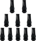 LeMotech 10Pcs NPT 1/4" IP68 Waterproof Cable Gland Flex Spiral Strain Relief Black Nylon Joint with Gaskets for 4-8mm Wire Thread