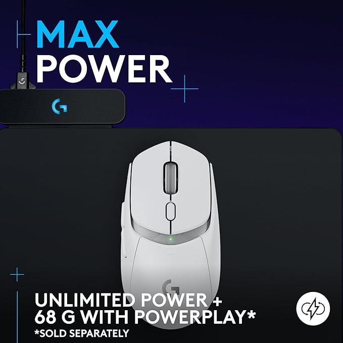 Logitech G309 Lightspeed Wireless Gaming Mouse, Lightweight, LIGHTFORCE Switches, Hero 25K Sensor, 300+ hr Battery, 6 Programmable Buttons, PC & Mac - White