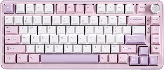 YUNZII B75 PRO Wireless Mechanical Keyboard,75% Layout with Knob,Hot Swap Gasket Custom Structure,Creamy Pre-lubed Switches,RGB Backlit,Bluetooth/Type-C/2.4G for Win/Mac(Milk Switch,Purple)