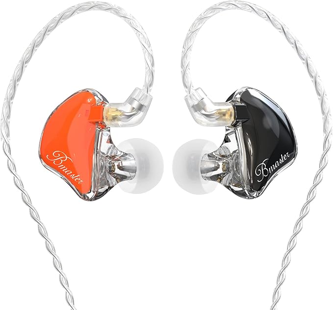 BASN in-Ear Monitors, Bmaster Triple Driver HiFi Stereo Noise-Isolating with Enhanced Bass for Musicians Stage/Audio Recording (PRO Orange/Black)