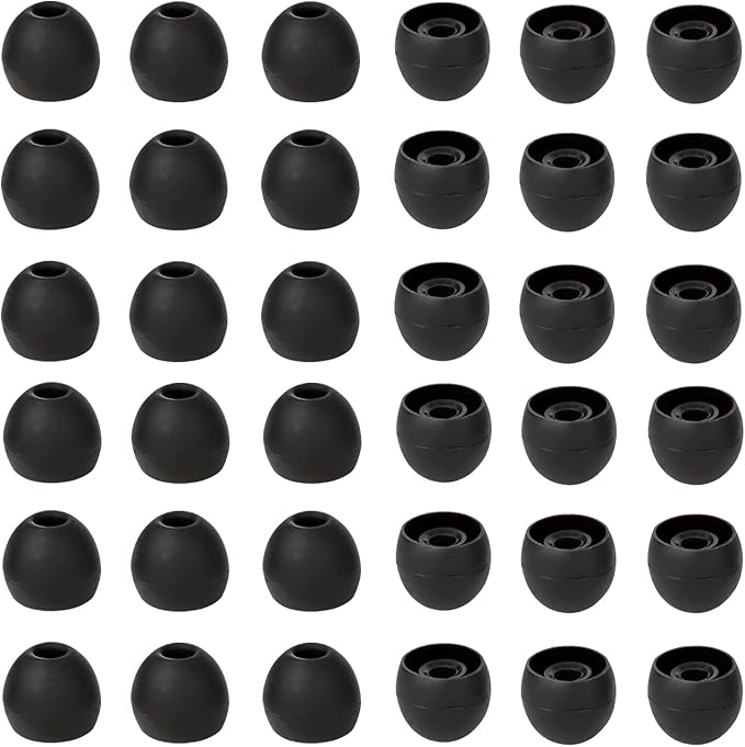 36 Pieces Medium Earbud Tips Soft and Comfortable Ear Bud Replacement Pieces Silicone Fit Most in-Ear Headphones，Inner Hole 3.8mm -5.5mm，Medium Black Earbud Replacement Tips
