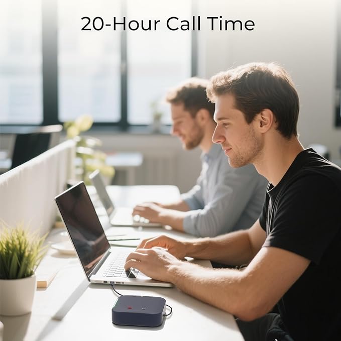 Conference Speaker and Microphone, USB C & Bluetooth Speakerphone for Computer, Laptop Speakers with mic, 360° Voice Pickup, AI Noise Reduction, 20H Call Time, Online Meetings