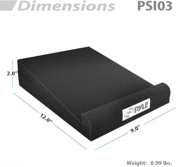 Pyle Sound Dampening Speaker Riser Foam - Audio Acoustic Noise Isolation Platform Pads Recoil Stabilizer For Studio Monitor, Subwoofer, Loud Speakers - Pyle PSI03 - Pack of 2,Black