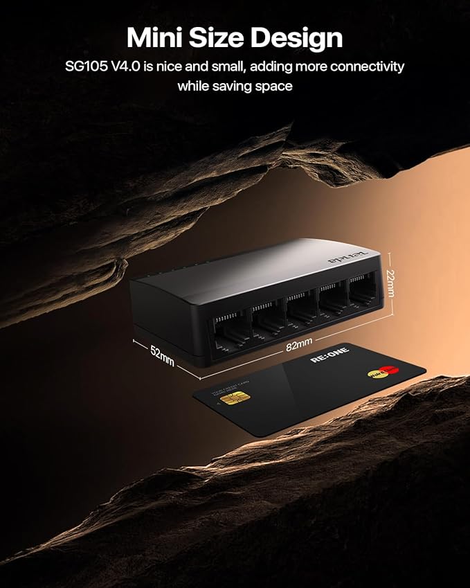 Tenda SG105, 5 Port Gigabit Switch, Unmanaged Ethernet Switch, Office Ethernet Splitter, Plug & Play, Plastic Case, Desktop/ Wall-Mount, Fanless Quiet, Limited Lifetime Protection