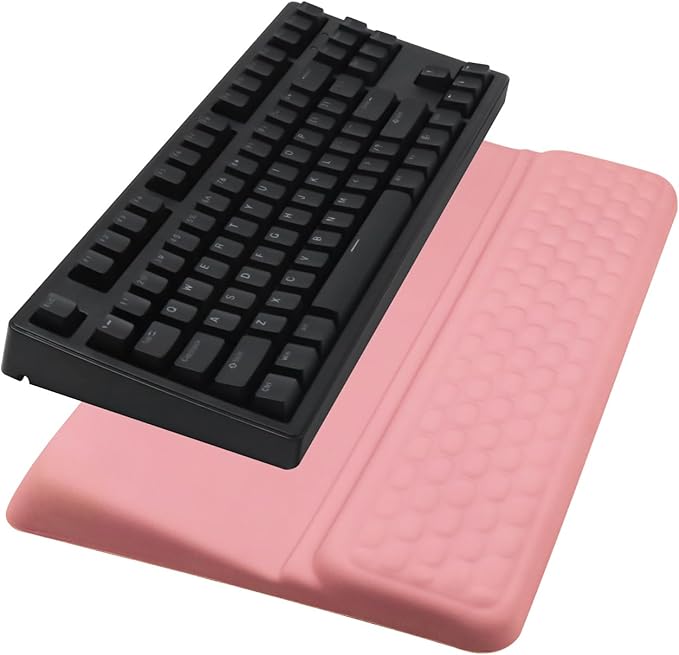 Computer Keyboard Stand Pad with Wrist Rest, Ergonomic Comfy Tilted Keyboard Stand Riser Holder Pad for Office Home (Pink)