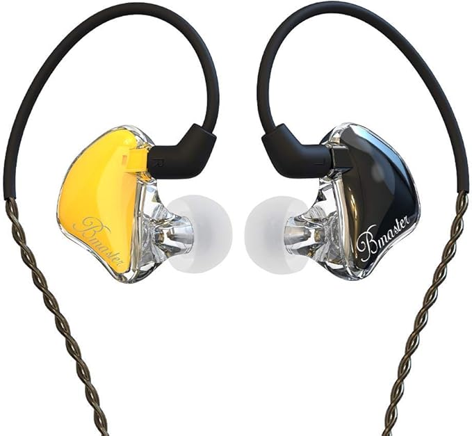 BASN in-Ear Monitors, Bmaster Triple Driver HiFi Stereo Noise-Isolating with Enhanced Bass for Musicians Stage/Audio Recording (PRO Golden/Black)