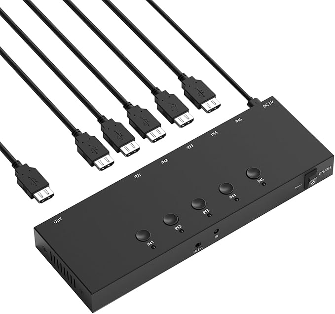 5 Way HDMI Switch 4k@60Hz HDMI Switcher 5 in 1 Out HDCP 2.0 Manual HDMI 2.0 Hub Supports 3D Compatible with Nintendo Switch/Switch OLED/Xbox/ PS5/4/3 Blu-Ray Player Fire Stick Roku Apple TV Chromeca