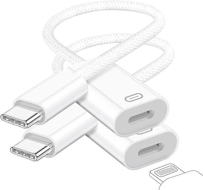 USB C to Lightning Headphone Audio Adapter, Type C Male to Female Lightning Earphone Converter with Charge/Data Transfer, Compatible with iPhone 17/16/15 Plus/Pro/Max, iPad Pro/Air, MacBook（2 Pack）