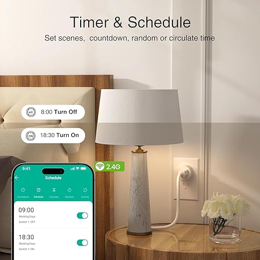 GHome Smart Plug, WiFi Smart Plugs Work with Alexa and Google Home, Smart Outlet Timer with APP Remote Control, 2.4GHz Wi-Fi Only, No Hub Required, ETL FCC Listed, White