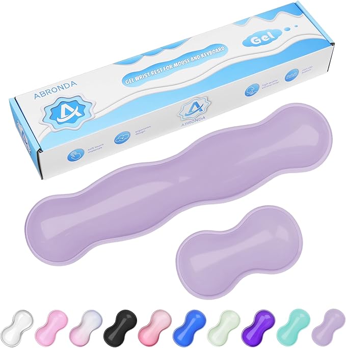 Gel Wrist Rest for Keyboard and Mouse, Wrist Rest for Keyboard, Mouse Wrist Support, Pain Relief, Cool Touch, Non-Skid, Keyboard and Mouse Wrist pad Set