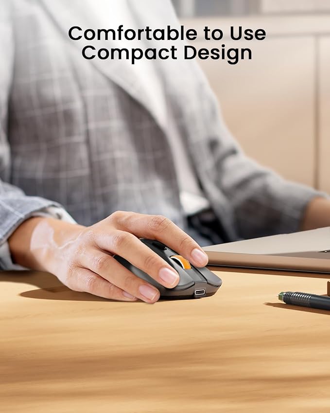 ProtoArc Bluetooth Wireless Mouse, USB C Mouse, EM15 Rechargeable Compact Portable Type C Wireless Mice for Laptop, Tablet, PC, Windows, Mac OS-Gray