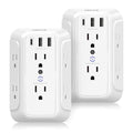 [2-Pack] USB Wall Charger,Surge Protector,6 Outlet Extender with 3 USB Charging Ports(1 USB C Outlet,3.4A) 900J Power Strip Multi Plug Outlets,Wall Mount Power Strip for Home Travel Office ETL Listed