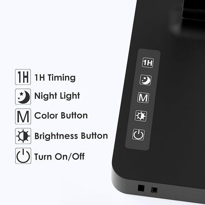 Infiway Desk Lamp with USB Charging Port: LED Desk Lamps for Home Office - 1 USB-A, 1 Type-C Charging Port, 2 AC Power Outlets, Touch Control Dimmable 5 Color 5 Brightness, Night Light(Black)