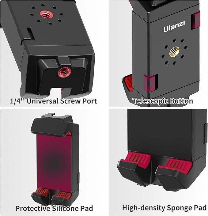 ULANZI ST-29 Phone Tripod Mount, Universal 2-in-1 Tablet Smartphone Holder Adapter with Cold Shoe Mount, 2.6"-8.8" Extend Clip Clamp Compatible with iPad, iPhone, Samsung Galaxy and More