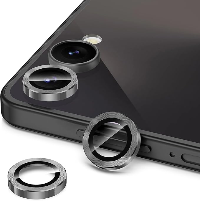 for Samsung Galaxy Z Flip 7 Camera Lens Protector, Individual Metal Ring Tempered Glass Lens Cover, [Strong Adsorption] Scratch Resistant Ultra-Thin HD Clear Lens Cover, 1 Set-Black