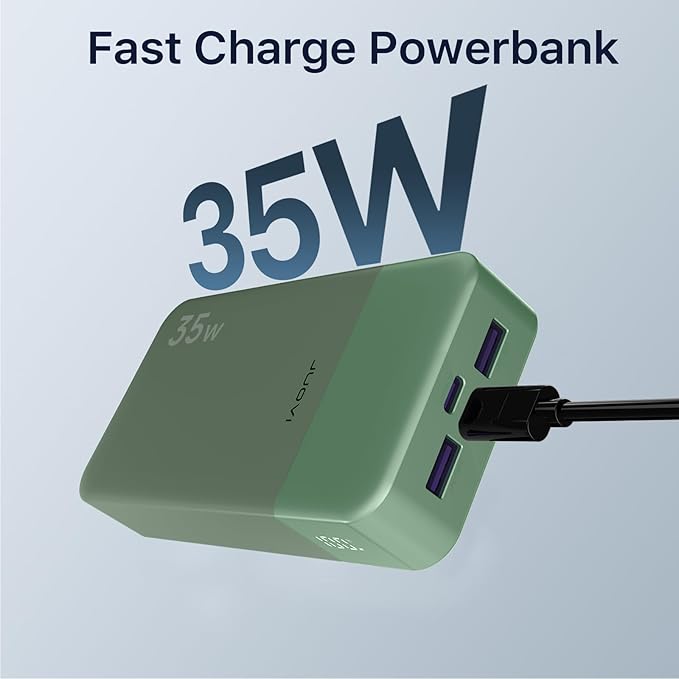 J2651 Portable Charger, 35W 20000mAh USB C in & Out Power Bank, Battery Pack with QC4.0+PD3.0 35W High-Speed Charging for Bluetooth Earbud, Mobile Phone, Tablet (Green)