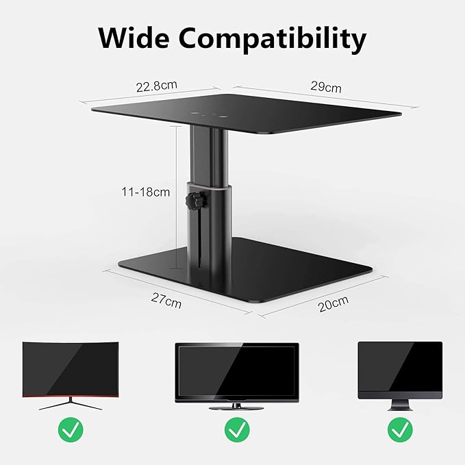 Nillkin Monitor Stand for Desk, Adjustable Height Computer Monitor Stand, Ergonomic Aluminum Computer Stand for Desktop Monitor, iMac,MacBook, Dell, HP, Lenovo and other Screen Display, Black