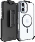 BELTRON Belt Case for iPhone 16 Plus, Slim Protective Transparent Case & Rotating Belt Clip Holster Combo (Compatible with MagSafe)