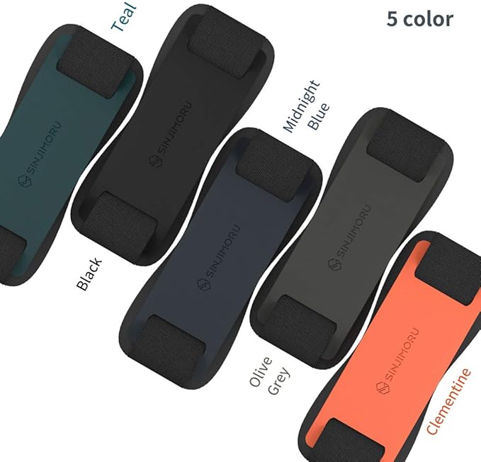 Sinjimoru Phone Grip with Silicone Band – Comfortable One-Hand Holder & Kickstand for Smartphones, Tablets, and eReaders for iPhone, Android, and Kindle Sinji Grip Silicone Clementine