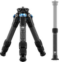 SIRUI Lightweight Carbon Fiber Mini Travel Tripod with Two-Section Center Column, Max Height 26", Supports 22lbs (AM-223+SL-100)
