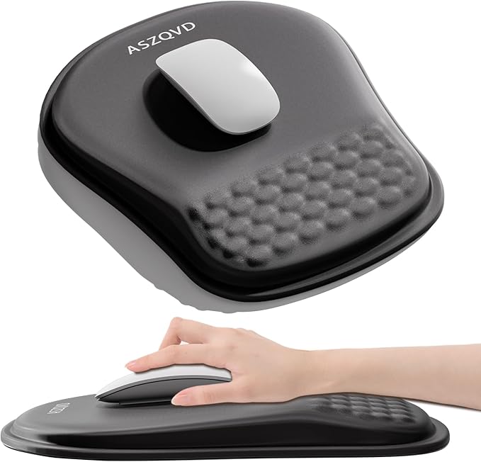 Mouse Pad with Wrist Rest, Ergonomic Mousepads with Wrist Support, Soft Lycra Fabric Memory Foam Office Desk Accessories for Comfort/Pain Relief/PC Gaming/Computer/Laptop (Black)