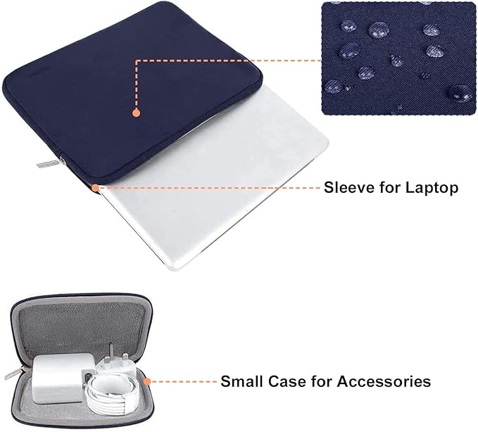 MOSISO Laptop Case 14 inch, 14 inch Laptop Sleeve Bag Compatible with HP Lenovo Dell ASUS Acer, HP Stream, Dell Latitude, Lenovo IdeaPad, Neoprene Computer Sleeve Bag with Small Case, Navy Blue