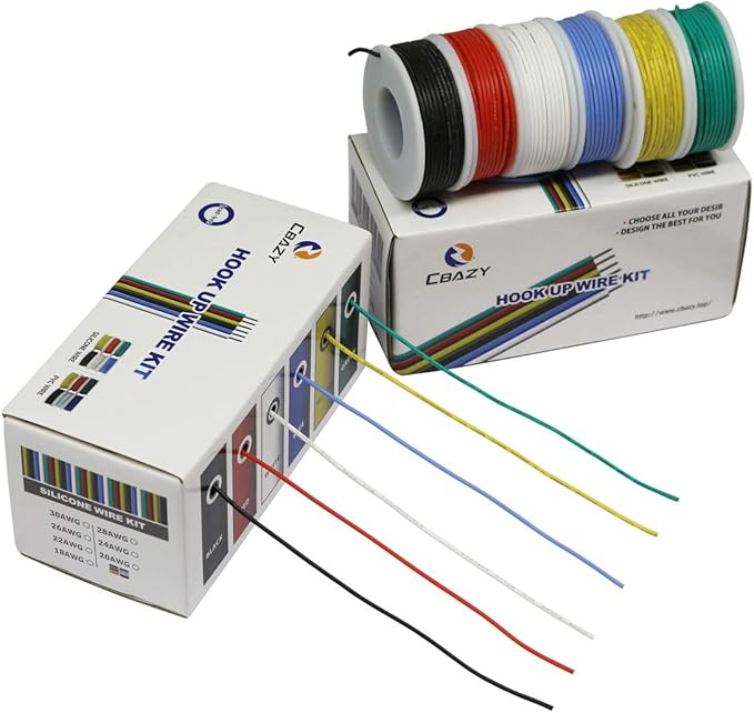 Hook up Wire Kit (Stranded Wire Kit) 18 Gauge Flexible Silicone Rubber Electric Wire 6 Colors 16.4 feet Each 18 AWG