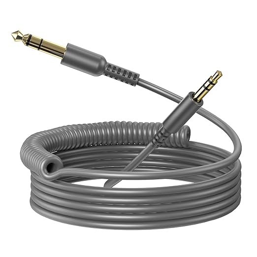 OneOdio 6.35mm to 3.5mm 6.6-9.8FT Stereo Adapter Cable Compatible with AMPs, Electronic Keyboards, Mixers, Guitars and Pro10/Pro30/Pro50 Headphones of OneOdio-Gray