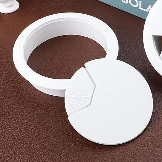 TuTuYa 6PCS Desk Grommet, 3-1/6inch (80mm) White Desk Cable Hole Covers, Ideal for Office and Home Table Cable