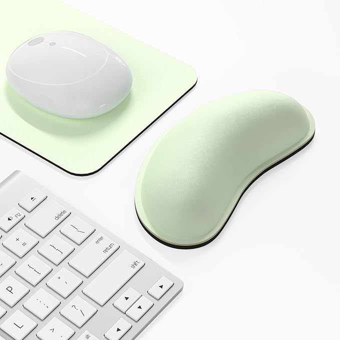 Dapesuom Mouse Wrist Rest, Ergonomic Memory Foam Mouse Wrist for Computer Desk Mats Support, Hand Rest Pad Cushion for Gaming, Office, Laptop, Men, Women, Pain Relief & Easy Typing, Lake Green